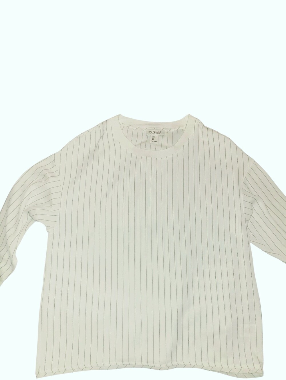 RACHEL ZOE White Long-Sleeve Pinstripe Tee SIZE SMALL